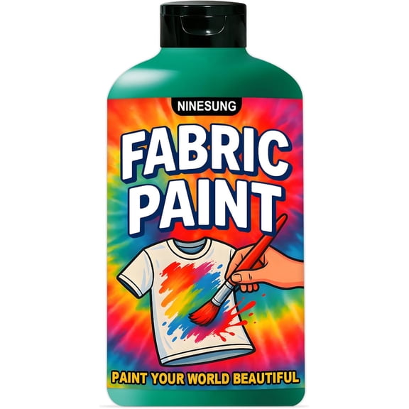 Green Fabric Paint for Clothes, Non-Toxic Acrylic Textile Paint for T-Shirts, Shoes, Clothing, Jeans, Bags, DIY Projects & Art - Vibrant & Wash-Resistant (Green,10.5 Fl Oz)