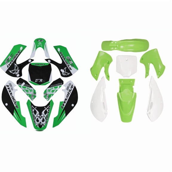 Green Fairing Plastic Fender Kit with Graphics Stickers Set for Motorcycle DRZ110 DRZ 110 KX65 KX 65 KLX110 KLX 110 Dirt bike Pit Bikes
