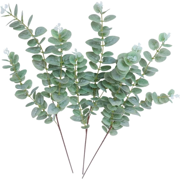 Green Fake Eucalyptus Faux Greenery Stems Silk Plants 32" Tall Leaves Olive Branches for Vases Home Decor Floral Arrangements Indoor Wedding Flowers (B:3pcs 31" Grey Eucalyptus)