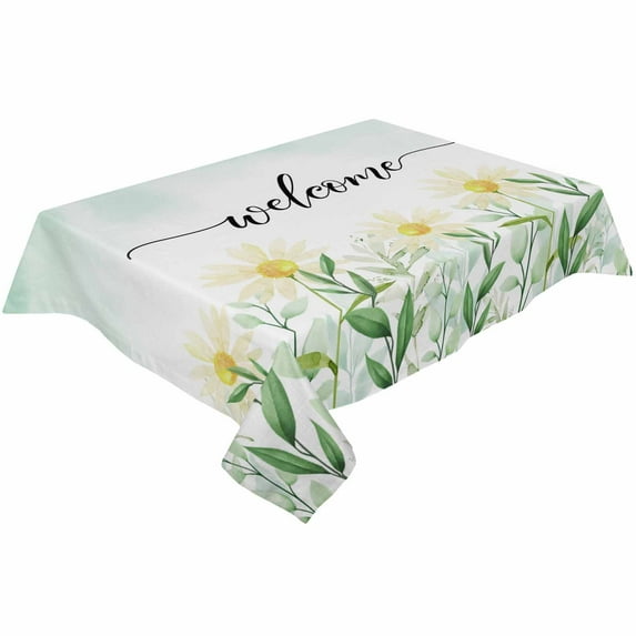 Green Fall Leaves Rectangle Tablecloths 60x140,Country Floral Flower Plant Watercolor Table Cloth Table Cover Indoor/Outdoor Tabletop Decor for Wedding Holiday Party Dinner Baby Shower