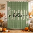 thumbnail image 1 of Green Fall Pumpkins Shower Curtains for Bathroom, Thanksgiving Autumn Modern Plaid Waterproof Fabric Shower Curtain, Decorative Bathroom Curtain for Bathtub, 72"x84", No Hooks Included, 1 of 9