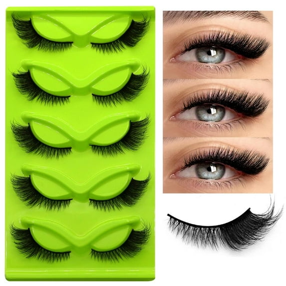 Green False Eyelashes Thick Curled Artificial Eyelashes New Z5 P4O4