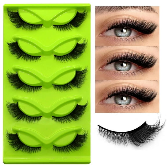 Green False Eyelashes Thick Curled Artificial Eyelashes ◇э P5S2