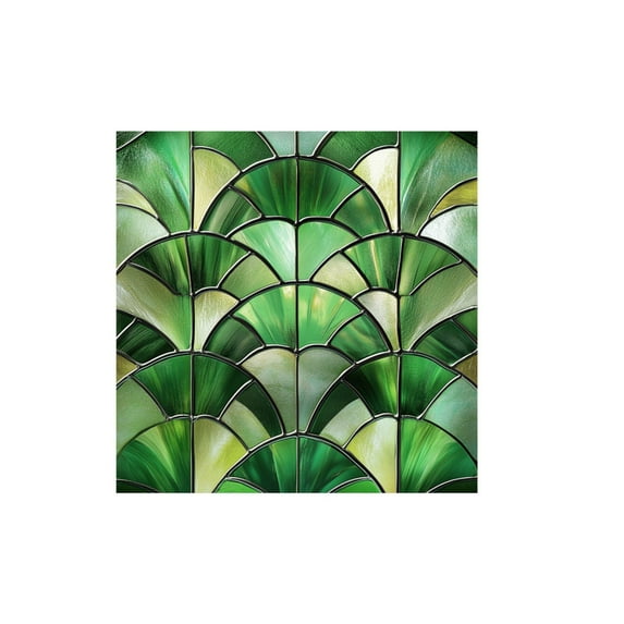 Green Fan Shaped Art Glass Window Film for Privacy – Static Cling ...