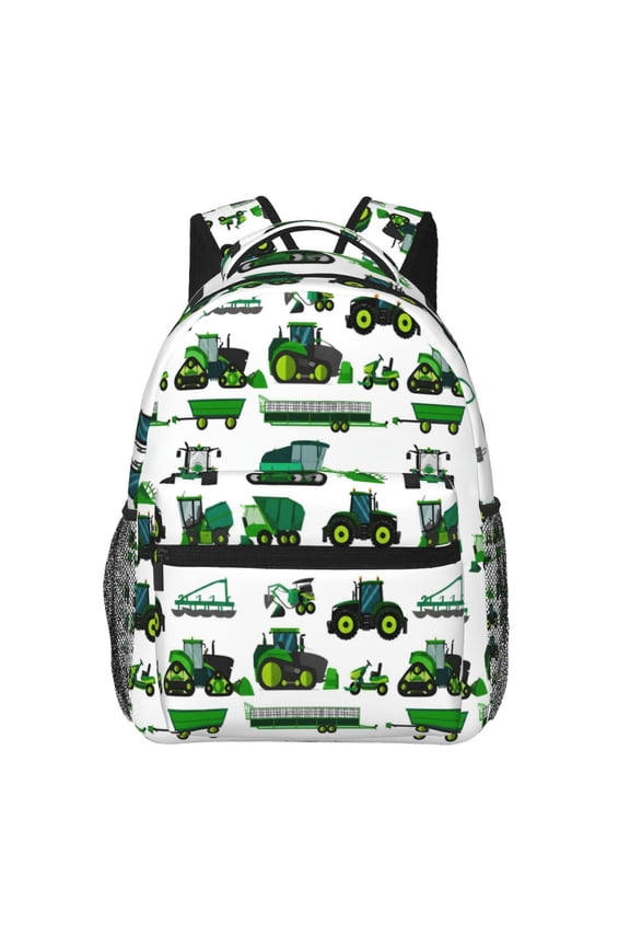 Green Farm Tractor Backpack Lightweight Travel Bag for Men and Women