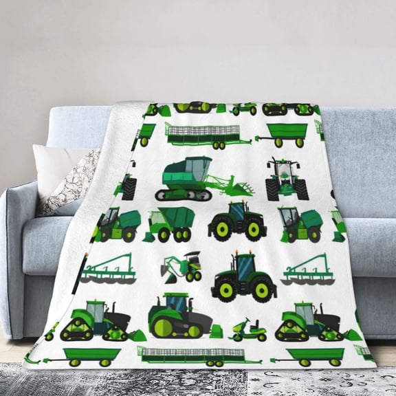 Green Farm Tractor Blanket Gift Throw Blanket Farm Equipment Gift for RooGreen Farm 50x40