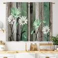 thumbnail image 1 of Green Farmhouse Daisy Kitchen Curtains Wooden Flower Small Short Cafe Window Curtains Rustic Floral Butterfly Country Barn Bathroom Drapes Treatment Tier Curtains 2 Panels (27.5x39 Inch), 1 of 6