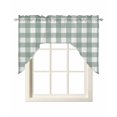 thumbnail image 1 of Green Farmhouse Kitchen Swag Valances for Windows, Buffalo Plaid Check Lattice White Grid Swag Valances Curtains for Living Room, Rod Pocket Window Treatments for Bathroom, Bedroom, Cafe, 56"x36", 1 of 6