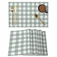 thumbnail image 1 of Green Farmhouse Placemats Set of 6 Buffalo Plaid Check Lattice White Grid Place Mats Indoor Wipeable Table Mats Washable Cloth Dining Table Placemats for Kitchen Holiday Party Home Decor 13x19 Inch, 1 of 9