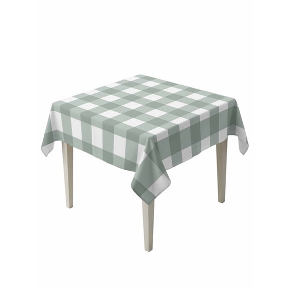 Green Farmhouse Table Cloth, Buffalo Plaid Check Lattice White Grid Waterproof Tablecloth for Square Tables, Reusable Washable Fabric Table Cover for Restaurant Kitchen Dining Tables 54"x54"