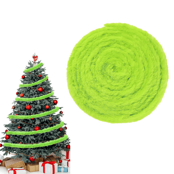 Green Faux Fur Trim Ribbon,2X236In Christmas Trimming Furry Ribbon,Trim Faux Fur Fabric Roll for Christmas Tree,Wreath,Bows,Clothing,Party Supplies