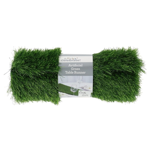Green Faux Grass Table Runner, 48", by Way To Celebrate