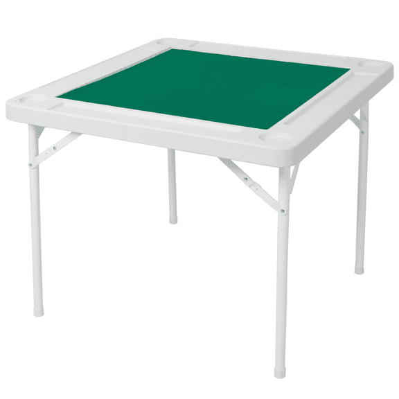 Green Felt Folding Card Table with Chip Trays and Cup Holders