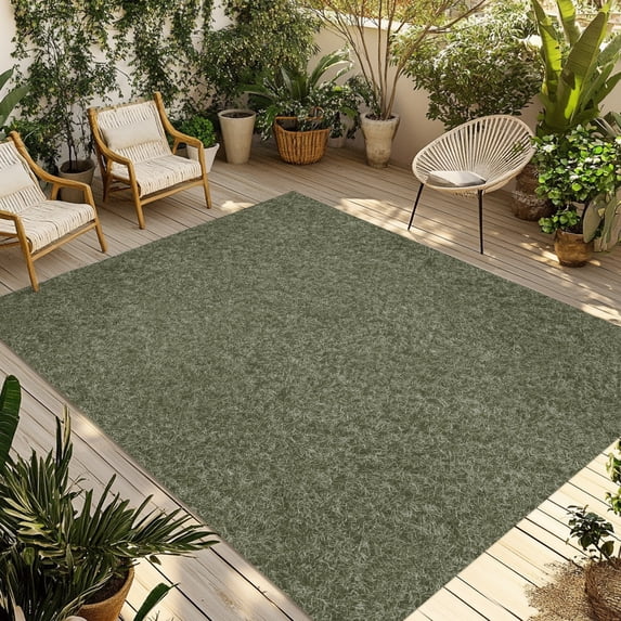 Green Felt Texture Outdoor Rug 5x8 ft Minimalist Fine Specks Surface ...