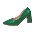 thumbnail image 1 of Green Female Block Heel Pointed Toe Pumps Low Cut Dress Shoes For Casual Spring Fall Wear Comfortable Fashion Footwear For Daily Use, 1 of 9