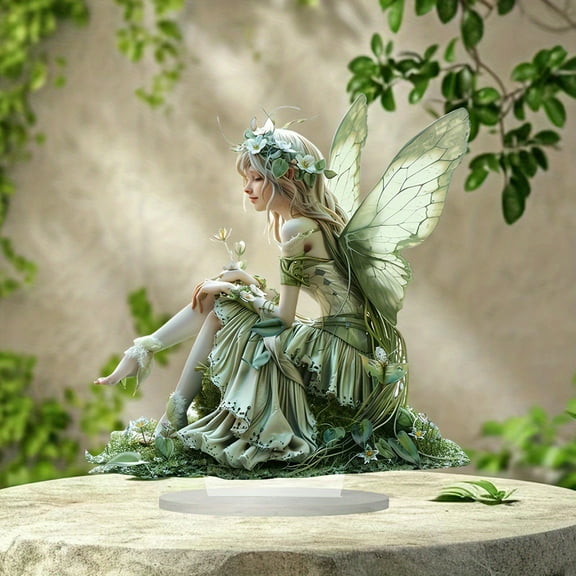 Green Female Celestial Acrylic Desktop Ornament, Mother's Day Gift, Home Living Room Decorative Signage, Elegant Acrylic Figurine for Tabletop Shelf Home Aesthetic Decoration, 9.5*9.8in, Green