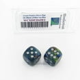 thumbnail image 1 of Green Festive Dice with Silver Pips 20mm (3/4in) D6 Pack of 2 Wondertrail, 1 of 1
