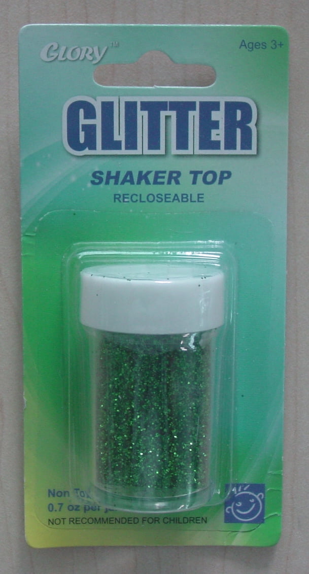 Green Fine Cut Glitter, carded, .5oz, shaker jar, CASE PACK of 48