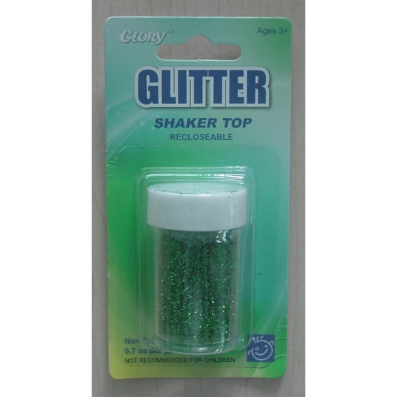Green Fine Cut Glitter, carded, .5oz, shaker jar, CASE PACK of 48