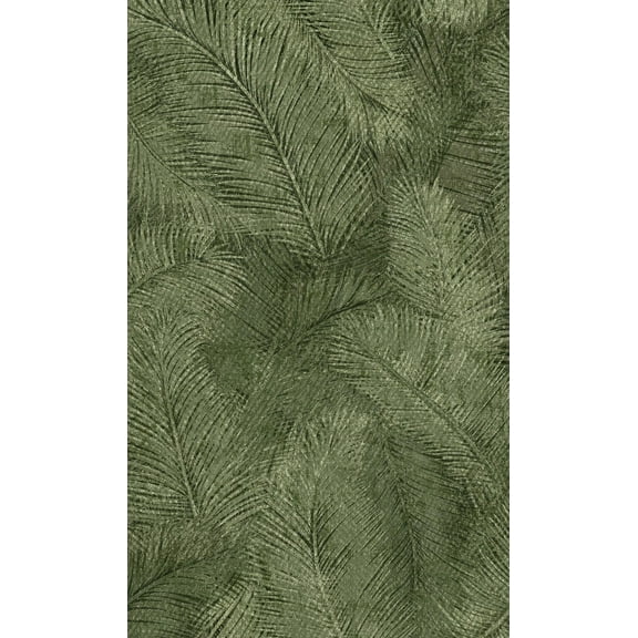 Green Fine Feather Like Leaves Printed Non-Woven Non-Pasted Textured Wallpaper 57 Sq. Ft.