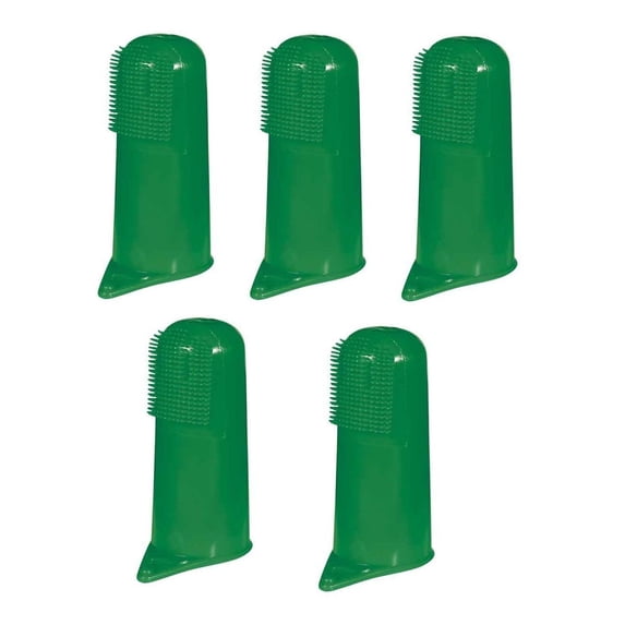 Green Finger Toothbrushes for Dogs and Cats Pet Oral & Dental Care - Bulk Too (5 Toothbrushes)