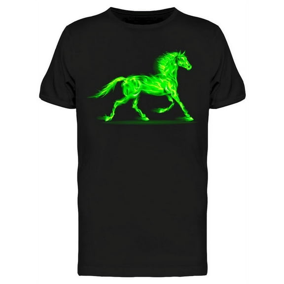 Green Fire Horse Design T-Shirt Men -Image by Shutterstock, Male Small