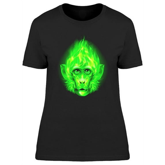 Green Fire Monkey Head T-Shirt Women -Image by Shutterstock, Female Large