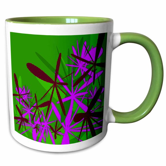 3drose, Green Firefly Flurry, 11oz Two-tone Green Mug