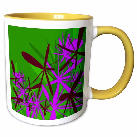 3drose, Green Firefly Flurry, 11oz Two-tone Yellow Mug
