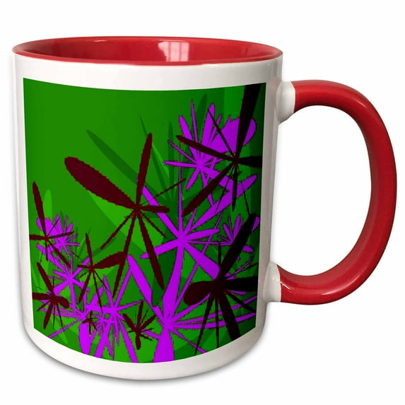 3drose, Green Firefly Flurry, 15oz Two-tone Red Mug