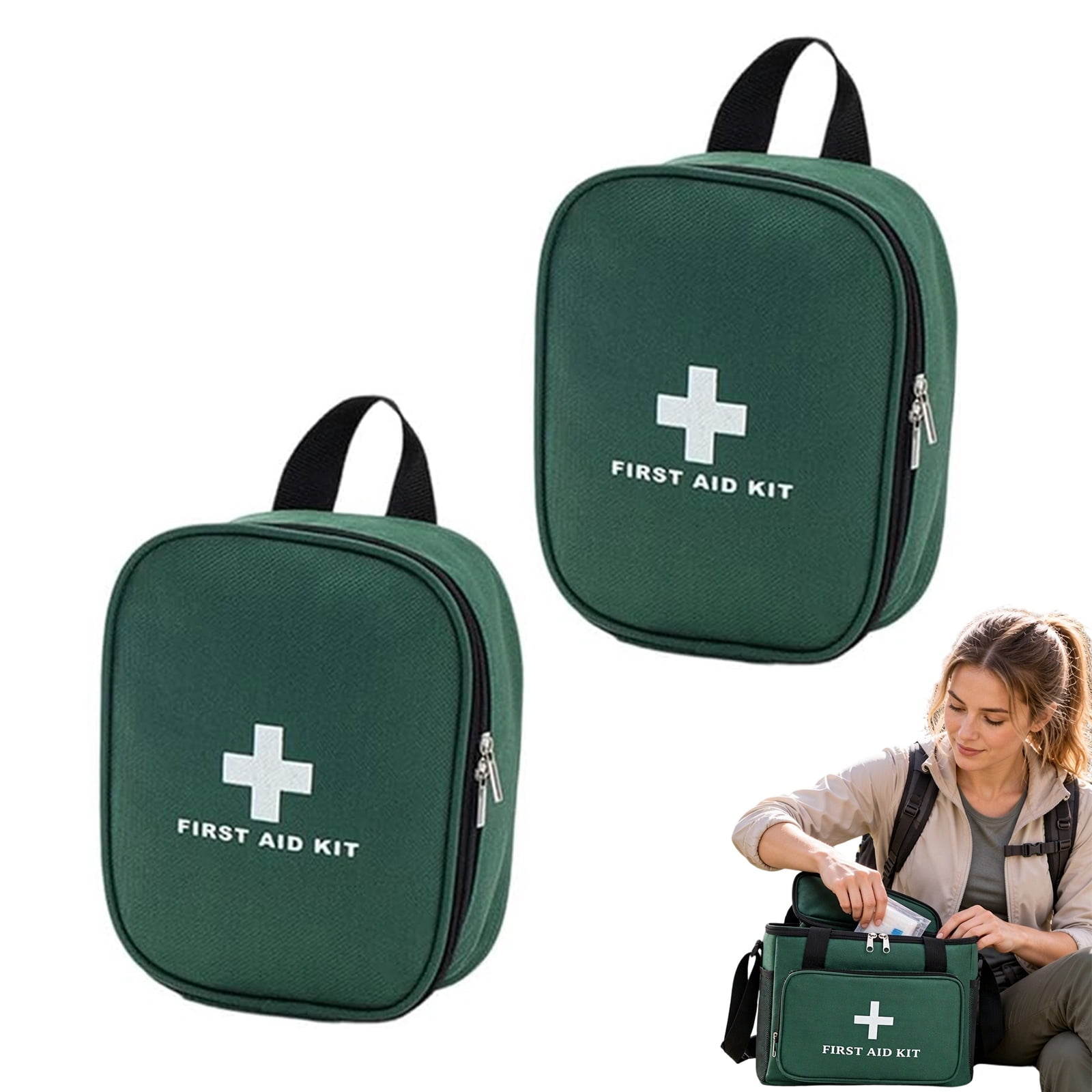 Green First Aid Bag, Empty Medical Bag with Adjustable Shoulder Strap ...