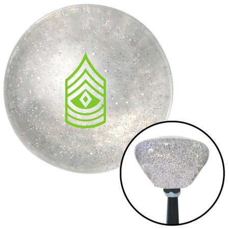 Green First Sergeant Clear Retro Metal Flake Shift Knob with M16 x 1.5 Insert Auto
