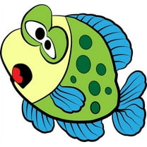 Green Fish Cute Cheerful Happy Colored Cartoon Character Wall Art Sticker Vinyl Decals Girls Boys Children Baby Bedroom House School Wall Decor Removable Sticker Peel and Stick Size (10x8 inch)