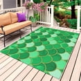 thumbnail image 1 of Green Fish Scale Outdoor Rug for Patio/Deck/Porch, Non-Slip Large Area Rug 5 x 8 Ft, Modern Geometric Ombre Abstract Moroccan Indoor Outdoor Rugs Washable Area Rugs, Camping Rug Carpet Runner, 1 of 8