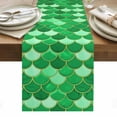 thumbnail image 1 of Green Fish Scale Table Runner - 108 Inch Long, Kitchen Dining Table Runner Dresser Scarves, Modern Geometric Ombre Abstract Moroccan Farmhouse Decor for Coffee Tables Wedding Party Banquet, 1 of 8