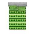 thumbnail image 1 of Green Fitted Sheet & Pillow Sham Set, Traditional Irish Pattern Clovers Happy St. Patrick's Day Theme, Decorative Printed 6 Piece Bedding Decor Set, Queen, Lime Green Dark Green, by Ambesonne, 1 of 3