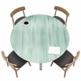 thumbnail image 1 of Green Fitted Tablecloth with Elastic Edged, Round Table Cloth for Dining Table, Modern Abstract Art Ombre Striped Waterproof Oil Proof Table Cover for Indoor Outdoor 55"-60", 1 of 8