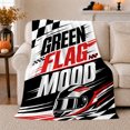 thumbnail image 1 of Green Flag Mood Racing Quote with Helmet and Checkers, Fast Motorsport Graphic Art for Racing Fans, Red Track Motif Soft Flannel Blanket, Birthday Gift for Garage and Game Room Home Decor, 1 of 9
