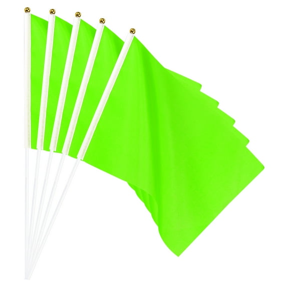 Green Flag Stick, Hand Held Small Mini DIY Flag 11.8x7.8 Inch Rectangle 25 Pcs