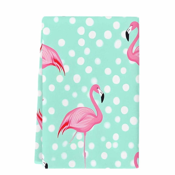 Green Flamingo Microfiber Kitchen Towel, Polka Dot Modern Art Soft Absorbent Dish Towels, Quick Drying Washable Dishcloths for Kitchen Cleaning, Drying Dishes, 18x28 Inches