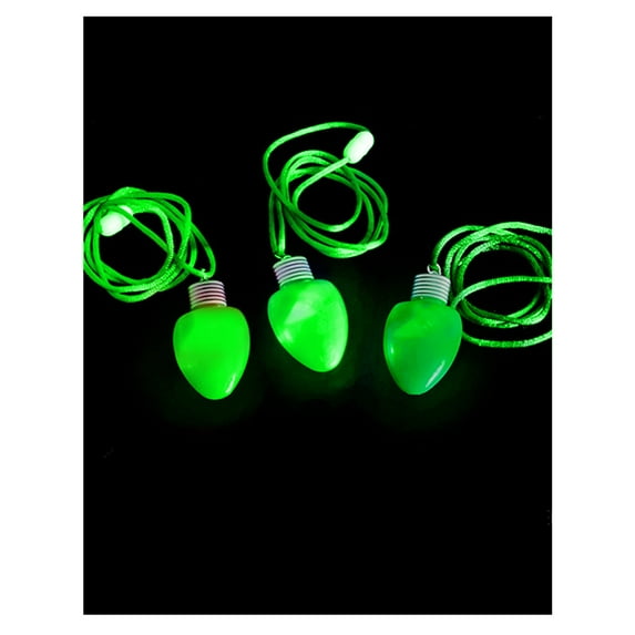 Green Flashing Light-up Blinking Christmas Bulb Pendant LED Costume Necklace