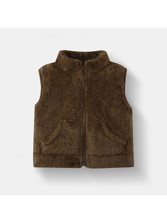 Green Fleece Vest Kids Baby Sherpa Vest Zip Up Jacket Sleeveless Stand Collar with Pockets Toddler Boys Girls Fleece Vest Fall Winter Warm Outerwear