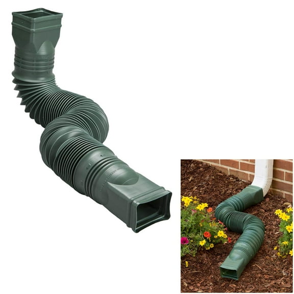 Green Flexible Downspout Extension Gutter Connector Rainwater Drainage, 25 to 55 inches