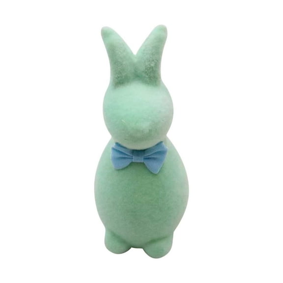 Green Flocked Easter Bunny Statue With Glitter Tabletop Decor Holiday Home Decor Spring Party Centerpiece Foam Figurine Festive Indoor Ornament Macaron Color Design Green