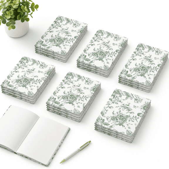 Green Flora 30 Pack Mini Lined Pocket Notebooks Chinoiserie Floral Aesthetic Note Pads