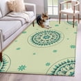 thumbnail image 1 of Green Floral 3'x5' Washable Rug, round Floral Ethnic Abstract Patterned Non-Slip Area Rugs for Entryway Kitchen Classroom, StainResistant Dorm Throw Carpet, Low Pile Soft Indoor Floor Mat, 1 of 9