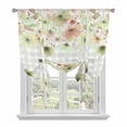 thumbnail image 1 of Green Floral Balloon Curtains for Living Room/French Door, Spring Flowers Botanical Gray and White Plaid Tie Up Curtains 63 Inch Length Energy Saving Kitchen Curtains Shades for Windows 42"x63", 1 of 8