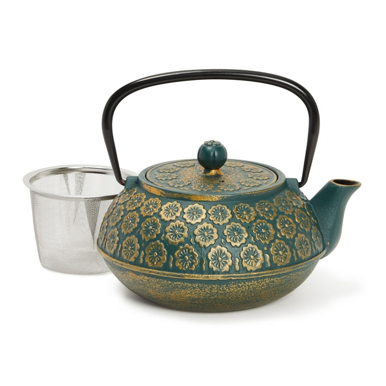 KOFPAR Cast Iron Tea Kettle, 34 Oz Japanese Tetsubin Tea Pot for Stove-Top  with Enameled Interior Removable Loose Leaf Infuser, Hand Painted Squirrel