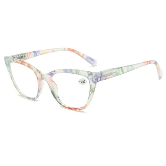 Green Floral Cat Eye Reading Glasses 2.50 Ladies Spring Hinge Readers +2.50 for Women HD
