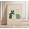 thumbnail image 1 of Green Floral Cat Poster, Unframed Paper Poster 24x36in, 1 of 4
